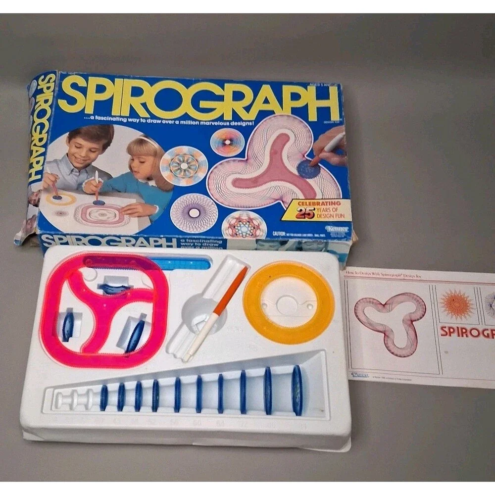 Vintage 1990's SPIROGRAPH Board Game Celebrating 25 Years Edition Incomplete